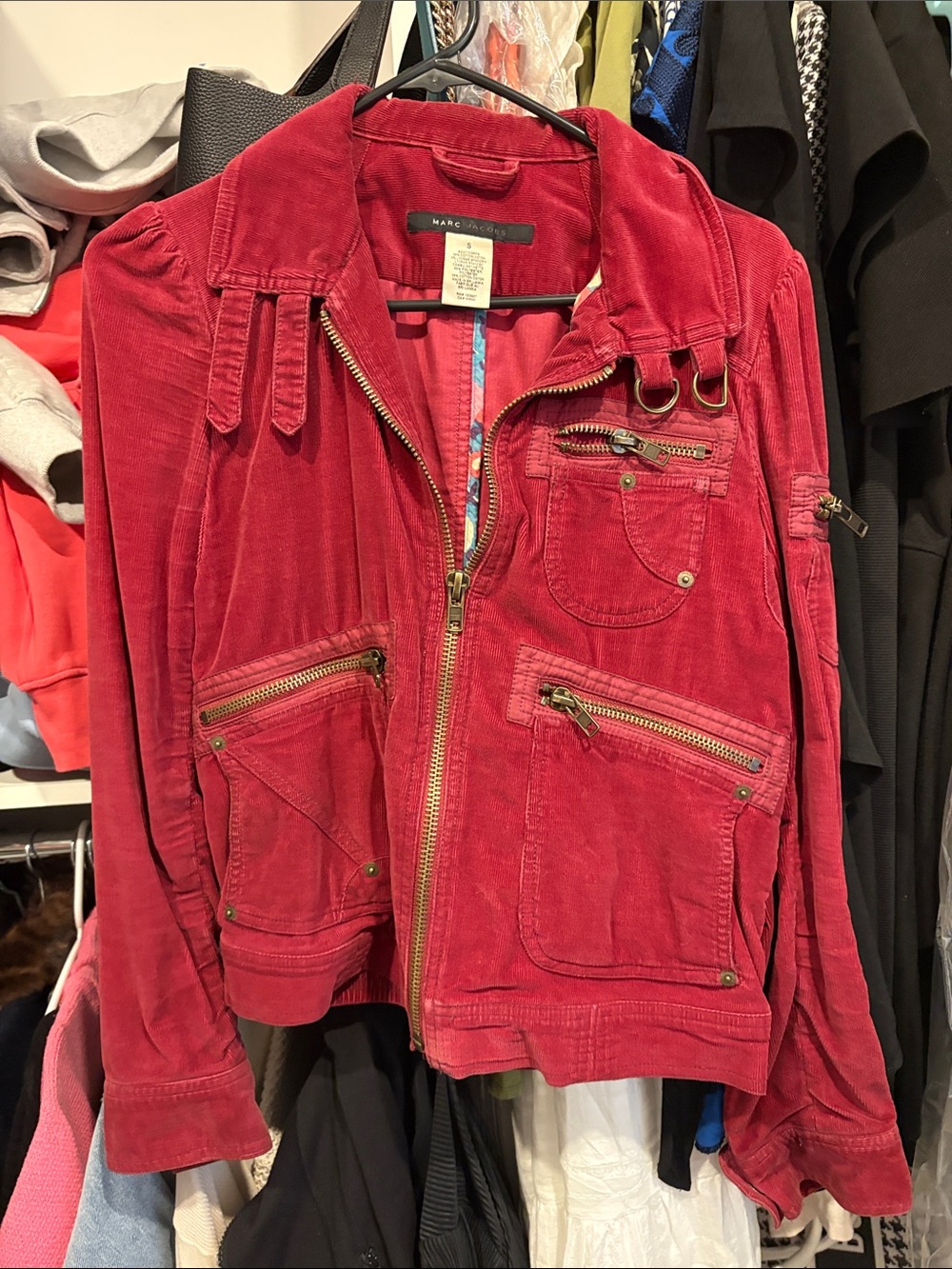 Marc by Marc Jacobs Red Corduroy Zip-Up Utility Jacket